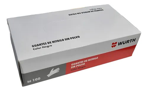 GUANTE DESECHABLE NITRILO NEGRO 9/L 6/S CAJA 100 UN WURTH/TRESOR/EXCEL