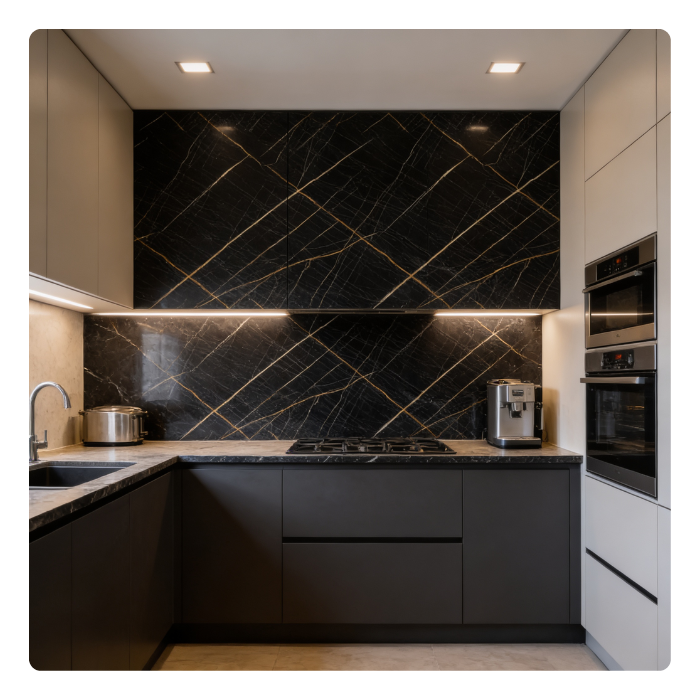 PANEL UV PVC INTERIOR - MARMOL NEGRO - 1220x2440x2.7 MM