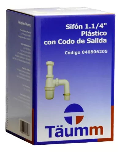 SIFON  PLASTICO CON CODO SALIDA - CAJA - TAUMM