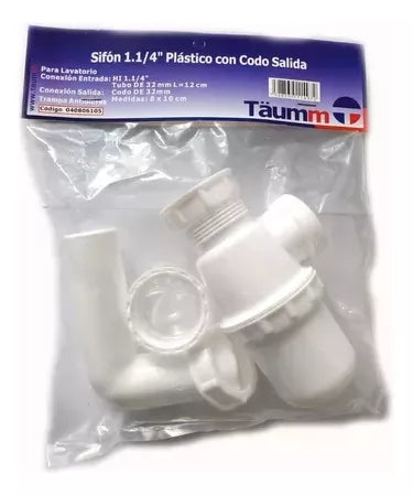 SIFON PLASTICO CON CODO SALIDA - TAUMM